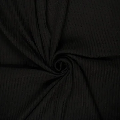 Tissu Jersey Viscose côtelé lourd Oréa uni Noir - Par 10 cm