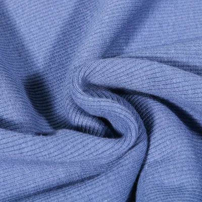 Tissu Bord côte uni Bleu lavande - Par 10 cm