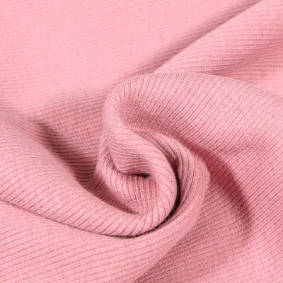Tissu Bord côte uni Rose blush - Par 10 cm