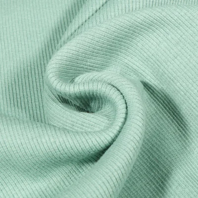 Tissu Bord côte uni Vert menthe clair - Par 10 cm