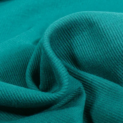 Tissu Bord côte uni Bleu pétrole - Par 10 cm