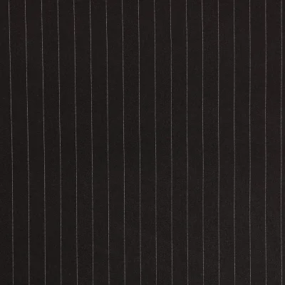 Tissu Gabardine de Viscose Rayures Blanches sur fond Noir - Par 10 cm