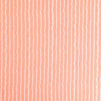 Tissu Crépon Viscose Rayures Blanches sur fond Rose saumon - Par 10 cm