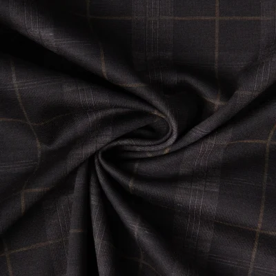Tissu Bengaline carreaux sur fond Noir - Par 10 cm