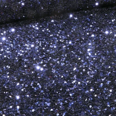 Tissu Sequins épais extensible Bleu marine - Par 10 cm