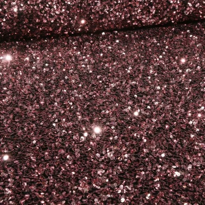 Tissu Sequins épais extensible Rose - Par 10 cm