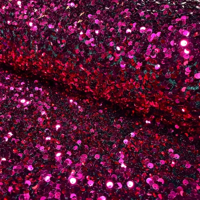 Tissu Sequins épais extensible Rose fuchsia - Par 10 cm