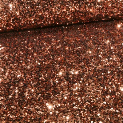 Tissu Sequins épais extensible Cuivre - Par 10 cm