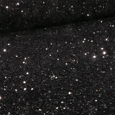 Tissu Sequins épais extensible Noir - Par 10 cm