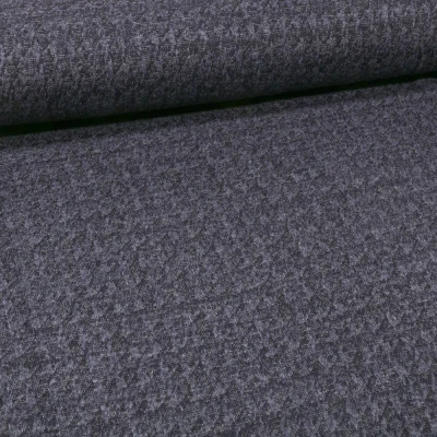 Tissu Maille Polyviscose Pieds de poules sur fond Bleu marine - Par 10 cm