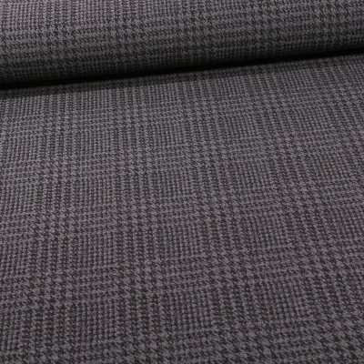 Tissu Bengaline Pied de poule sur fond Gris anthracite - Par 10 cm
