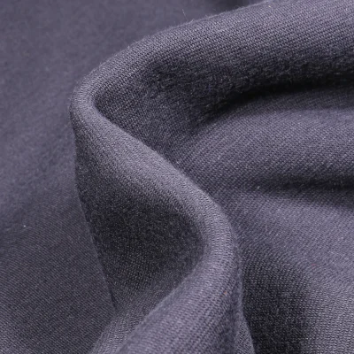 Tissu Sweat envers minky uni Bleu marine - Par 10 cm