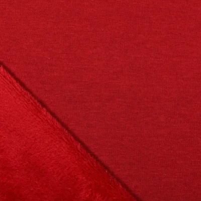 Tissu Sweat envers minky uni Bordeaux - Par 10 cm