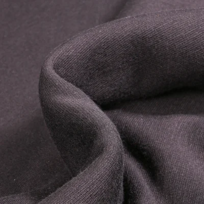 Tissu Sweat envers minky uni Noir - Par 10 cm