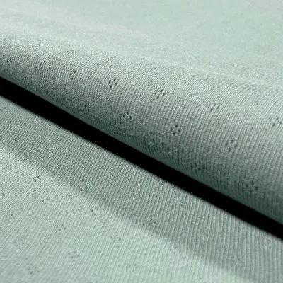 Tissu Jersey Coton ajouré Baby Vert d&#039;eau - Par 10 cm