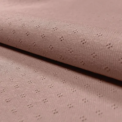 Tissu Jersey Coton ajouré Baby Vieux rose - Par 10 cm