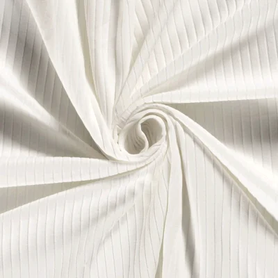 Tissu Jersey Bord Côte Baby uni Blanc cassé - Par 10 cm