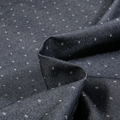 Tissu Bengaline Dots sur fond Bleu marine - Par 10 cm