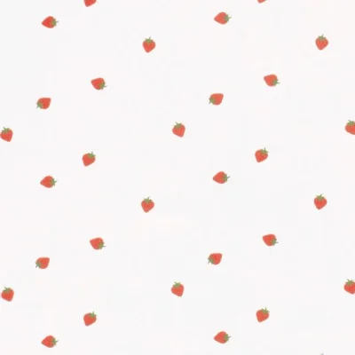 Tissu Coton imprimé Fraises Stra sur fond Blanc - Par 10 cm