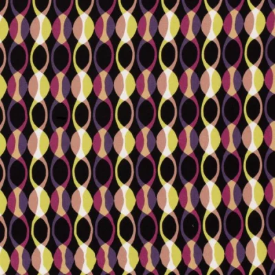 Tissu Viscose Twill Glenn sur fond Noir - Par 10 cm