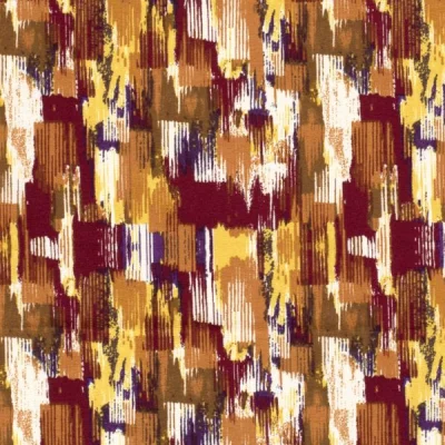 Tissu Crêpe stretch Otton abtraits sur fond Bordeaux - Par 10 cm