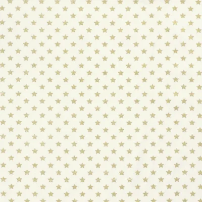 Tissu Coton imprimé Noël Etoiles dorées sur fond Ecru - Par 10 cm