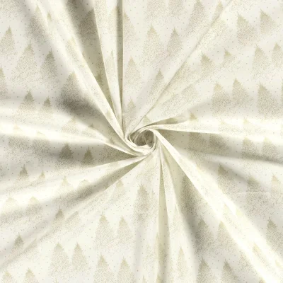 Tissu Popeline de Coton Eloi sapins dorés sur fond Ecru - Par 10 cm