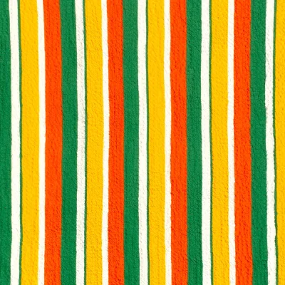 Tissu Viscose gaufré Rayé orange et vert sur fond Blanc - Par 10 cm