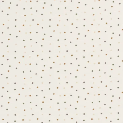 Tissu Jersey Coton Petits pois vert et ocre sur fond Ecru - Par 10 cm