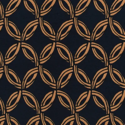 Tissu Crêpe de Viscose Circles sur fond Bleu marine - Par 10 cm