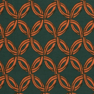 Tissu Crêpe de Viscose Circles sur fond Vert foncé - Par 10 cm