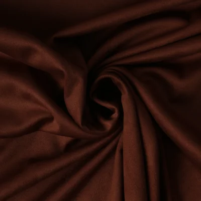 Tissu Suédine extensible  Elora aspect daim uni Chocolat - Par 10 cm