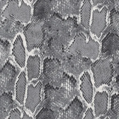 Tissu Suédine extensible Snake sur fond Gris - Par 10 cm