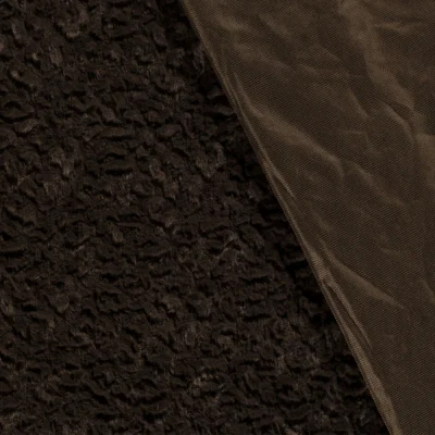 Tissu Fausse fourrure long poils relief Marron - Par 10 cm