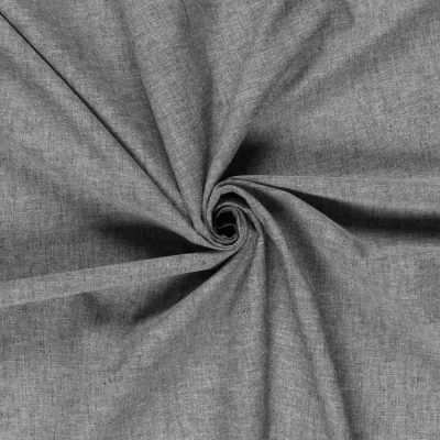 Tissu Chambray Lin coton Gris chiné - Par 10 cm