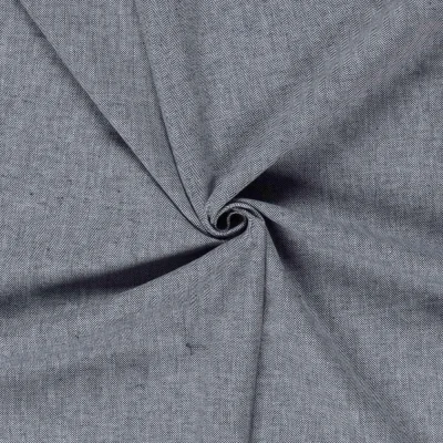 Tissu Chambray Lin Coton Chevrons Bleu gris - Par 10 cm