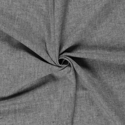 Tissu Chambray Lin Coton Chevrons Gris anthracite - Par 10 cm