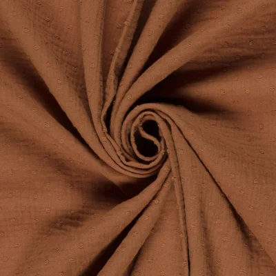 Tissu Double gaze Plumetis uni Brique - Par 10 cm