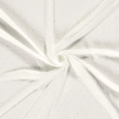 Tissu Mousseline Plumetis Rema sur fond Blanc - Par 10 cm