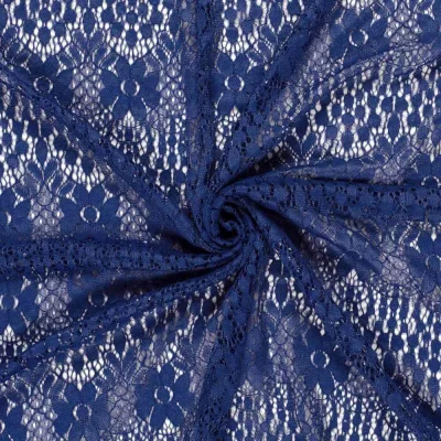 Coupon Tissu Dentelle Coton mélangé uni Bleu roi - Coupon de 50 cm