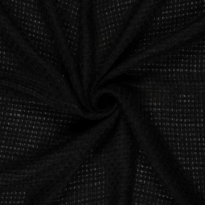 Tissu Tweed Charlotte uni Noir - Par 10 cm