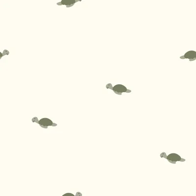 Tissu Jersey Coton LittleBird Tortues vertes sur fond Ecru - Par 10 cm