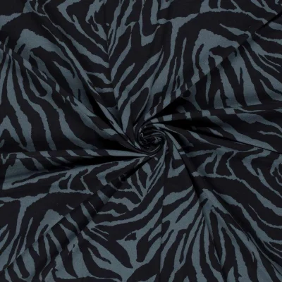Tissu Viscose stretch Zahara rayures Gris ardoise sur fond Noir - Par 10 cm