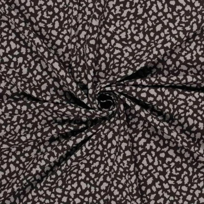 Tissu Crêpe de Viscose Séléné moucheté Gris ardoise sur fond Noir - Par 10 cm