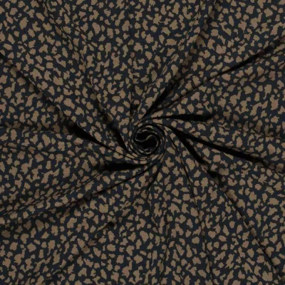 Tissu Crêpe de Viscose Séléné moucheté Camel sur fond Noir - Par 10 cm