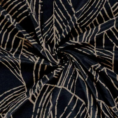 Tissu Jersey Viscose Zénaïde nervures Taupe sur fond Bleu marine - Par 10 cm