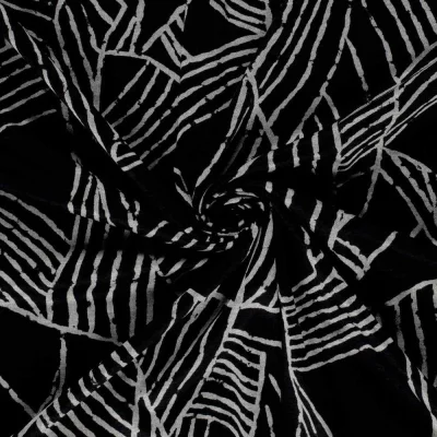 Tissu Jersey Viscose Zénaïde nervures Grises sur fond Noir - Par 10 cm