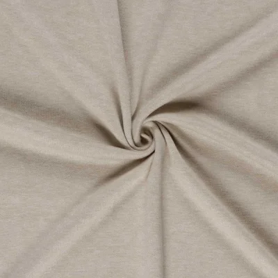 Tissu Maille Jersey Viscose chiné sur fond Beige sable - Par 10 cm