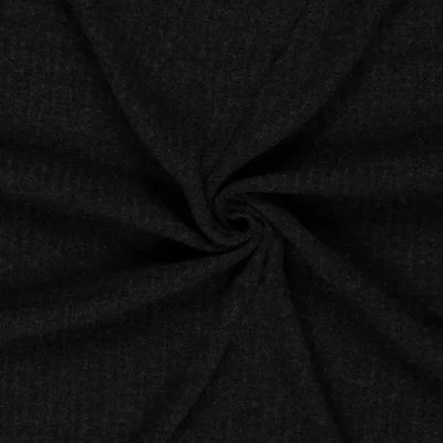 Tissu Jersey cotêlé uni Isandra Noir - Par 10 cm