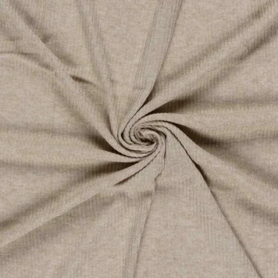Tissu Maille côtelé Céliane uni  pailleté  Taupe - Par 10 cm